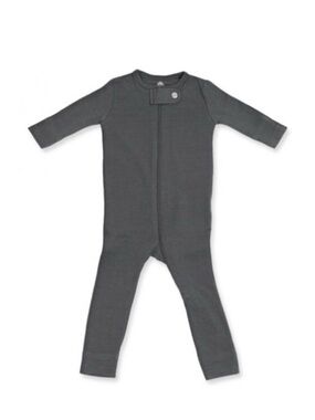 Cozy Long-Sleeve Baby Zip Footie in Charcoal